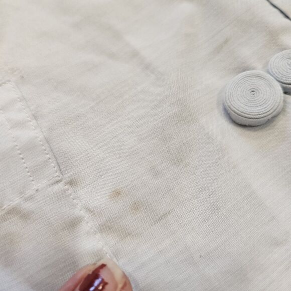 Vtg Chinese Kimono Top Womens L Blue Embroidered Dragons Pockets Short Sleeve - Picture 6 of 10